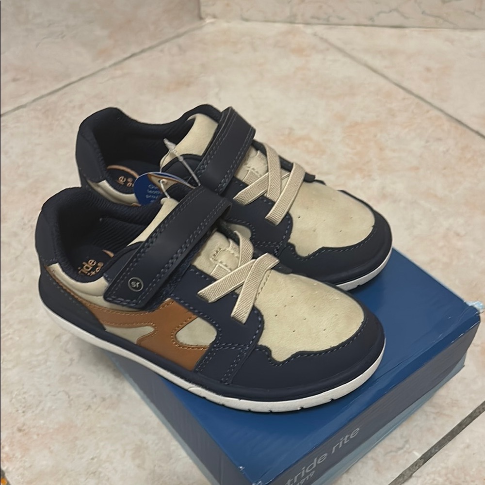 Stride Rite Kids' Navy and Brown Sneakers